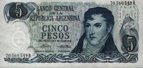 Argentina - 5 Pesos (1974 - 1976) - Pick 294
