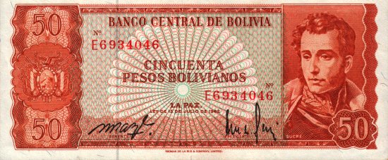 Bolivia - 50 Bolivianos (1962) - Pick 162