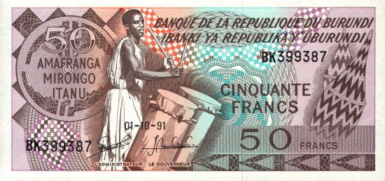 Burundi - 50 Francs (1977 - 1993) - Pick 28