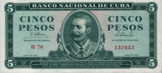Cuba - 5 Pesos (1965) - Pick 95