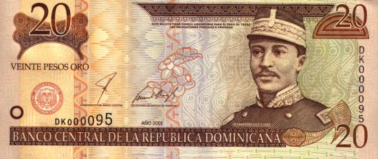 Dominican Republic - 20 Pesos Oro (2001) - Pick 166