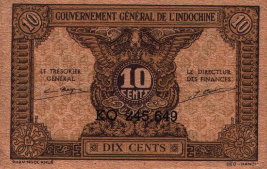 French Indo China - 10 Cents (1942) - Pick 89