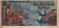 Indonesia - 2 1/2 Rupiah (1961) - Pick 79