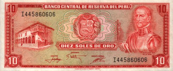 Peru - 10 Soles De Oro (1974) - Pick 112