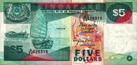 Singapore - 5 Dollars (1989) - Pick 19