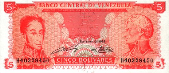 Venezuela - 5 Bolivares (1989) - Pick 70
