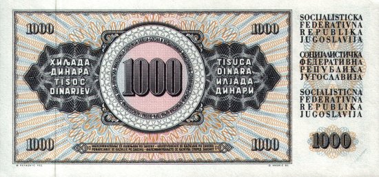 Yugoslavia - 1,000 Dinara (1978; 1981) - Pick 92