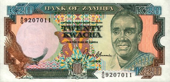 Zambia - 20 Kwacha (1989 - 1991) - Pick 32